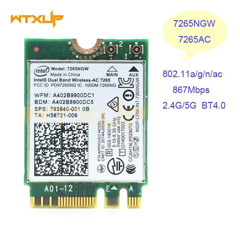 

Wireless AC Adapter Card for Intel 7265NGW Dual band 7265AC 867Mbps 802.11AC for intel vPro/WIDI network card WiFi+Bluetooth 4.0