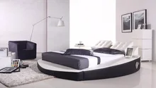 contemporary modern leather audio round bed King size bedroom furniture Made in China