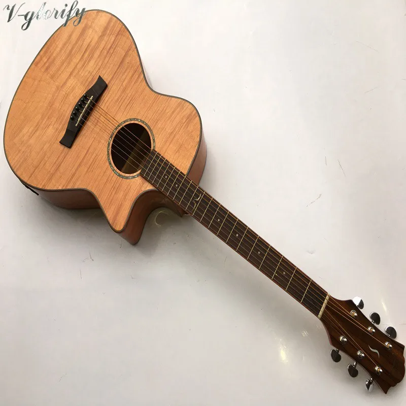 Hand made Okoume flame maple wood acoustic electric guitar 40inchin