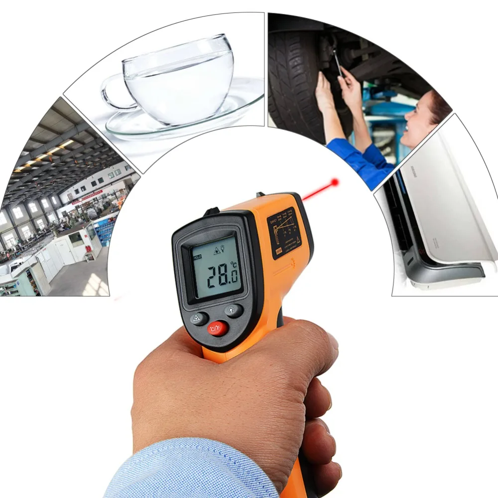 

GM320 Laser LCD Display IR Infrared Digital Temperature Thermometer Point Gun -50~380 Degree For Industry Home Use