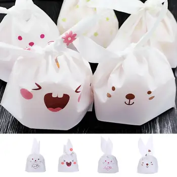 

50pcs Rabbit Ear Style Packaging Bags Candy Gift Bags Plastic Packaging Bags Party Decoration