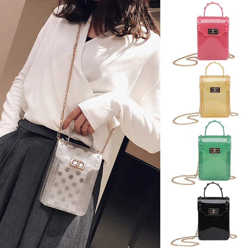 

Hot Crossbody Single Shoulder Bag Rectangle Handbag with Golden Chain Strap for Women Travel BVN66