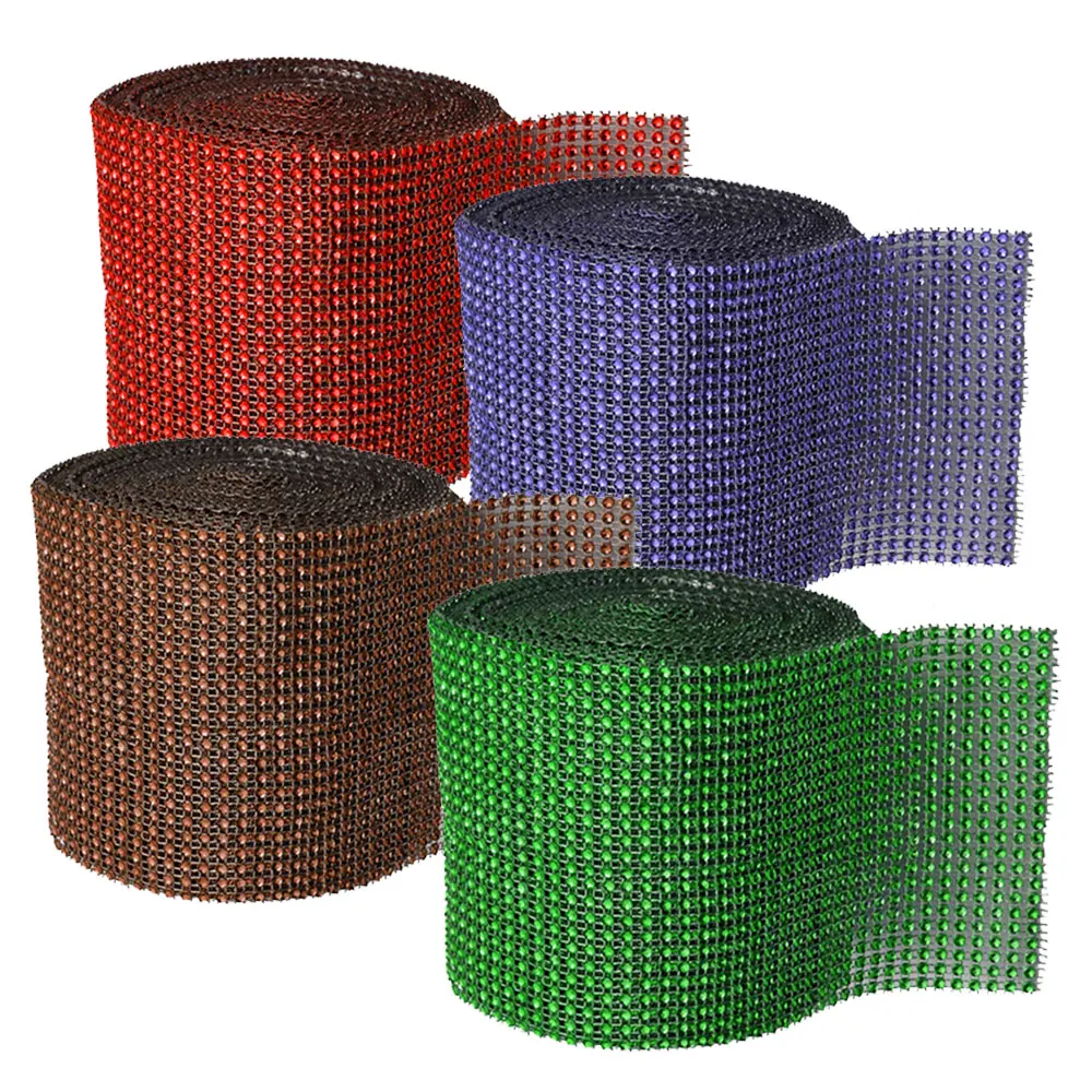 

Bling Diamond Mesh Wrap Ribbon Silver Rhinestone Mesh Roll Tape Tulle Crystal Ribbon Cake Wedding Decoration