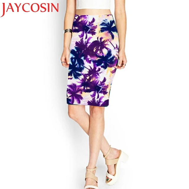Women Pencil Midi Knee-Length Elastic High Waist Printing Skirt JAN 18
