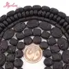 Natural Lava Rock Black Coin Oval Square Stone Beads For Jewelry Making DIY Necklace Bracelet Loose Strand 15