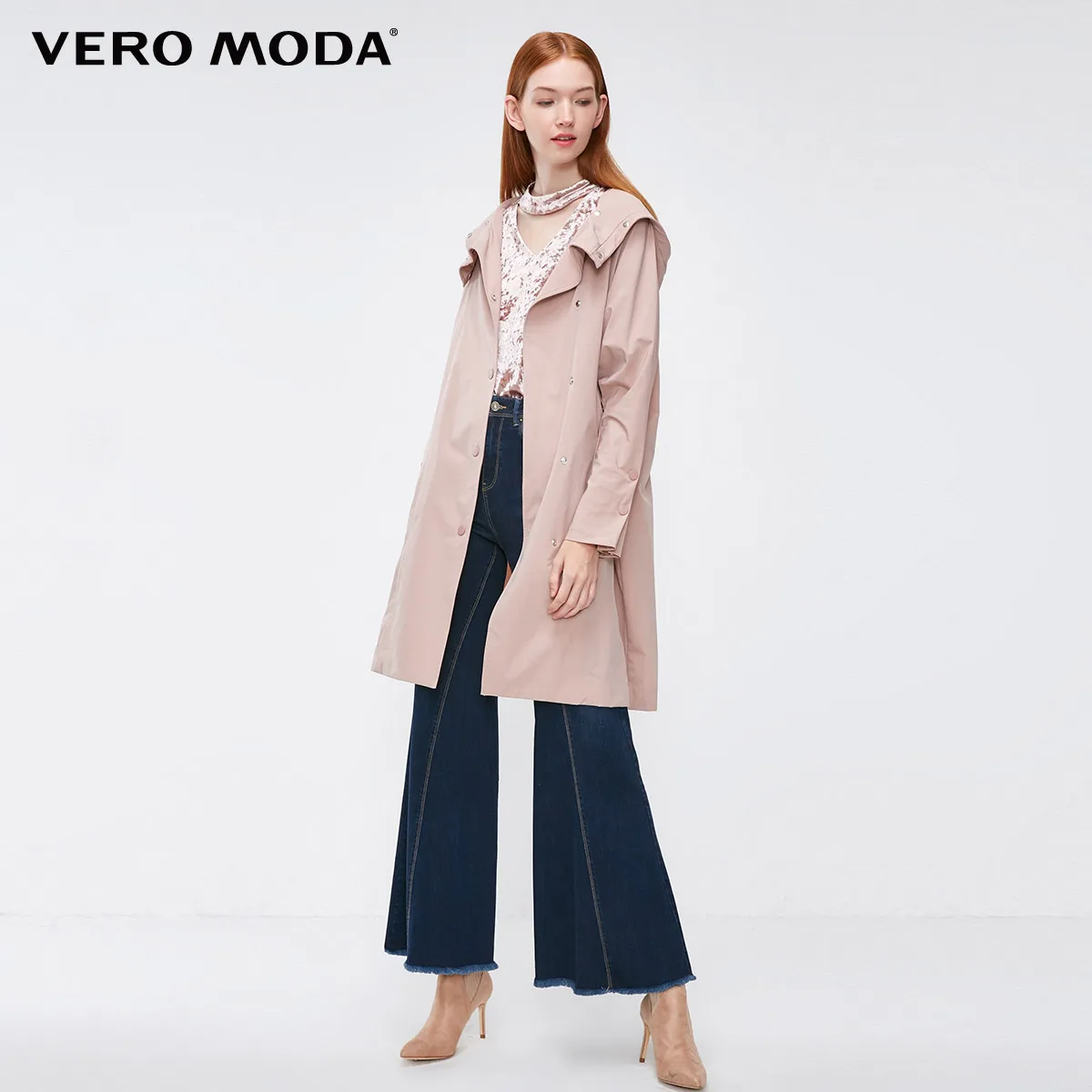 Vero Moda новые декоративные пуговицы с капюшоном регулируемые манжеты средней длины чистый ветер пальто Тренч | 318321532