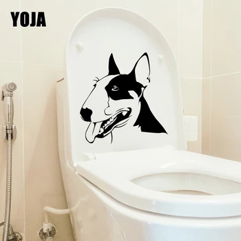 

YOJA 22.4X23.2CM Bull Terrier Dog Pets Animals Wall Decal Toilet Sticker Bedroom Home Decor T5-1443