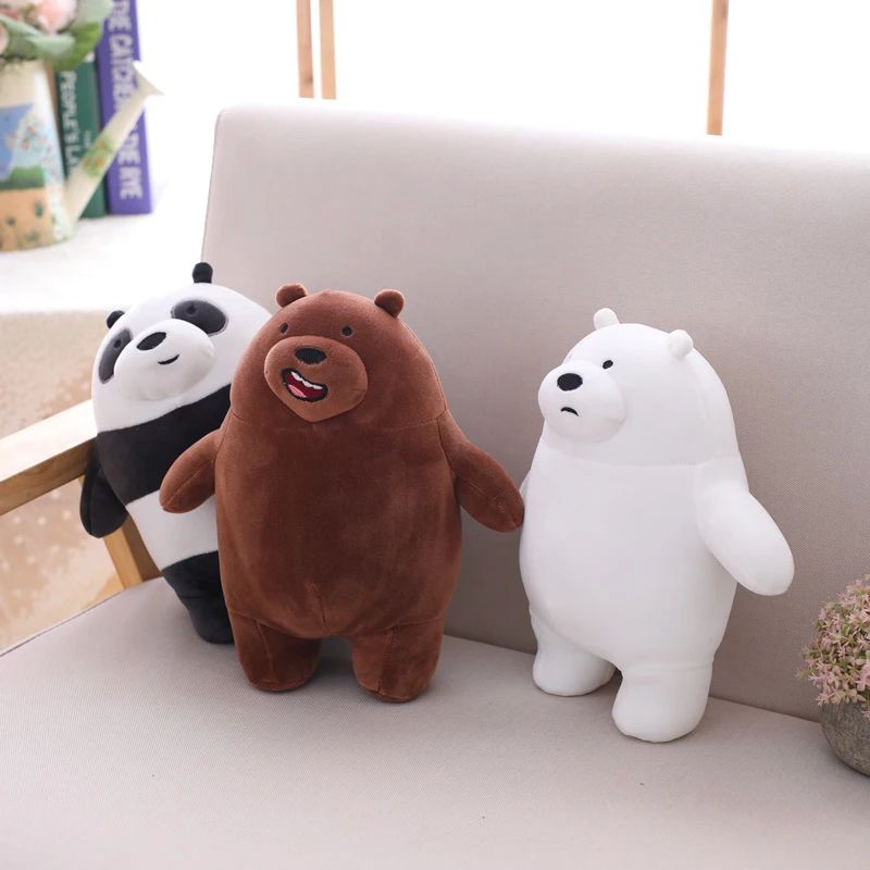 

3pcs/lot 27cm Kawaii We Bare Bears Plush Toy Cartoon Bear Stuffed Grizzly Gray White Bear Panda Doll Kids Love Birthday Gift