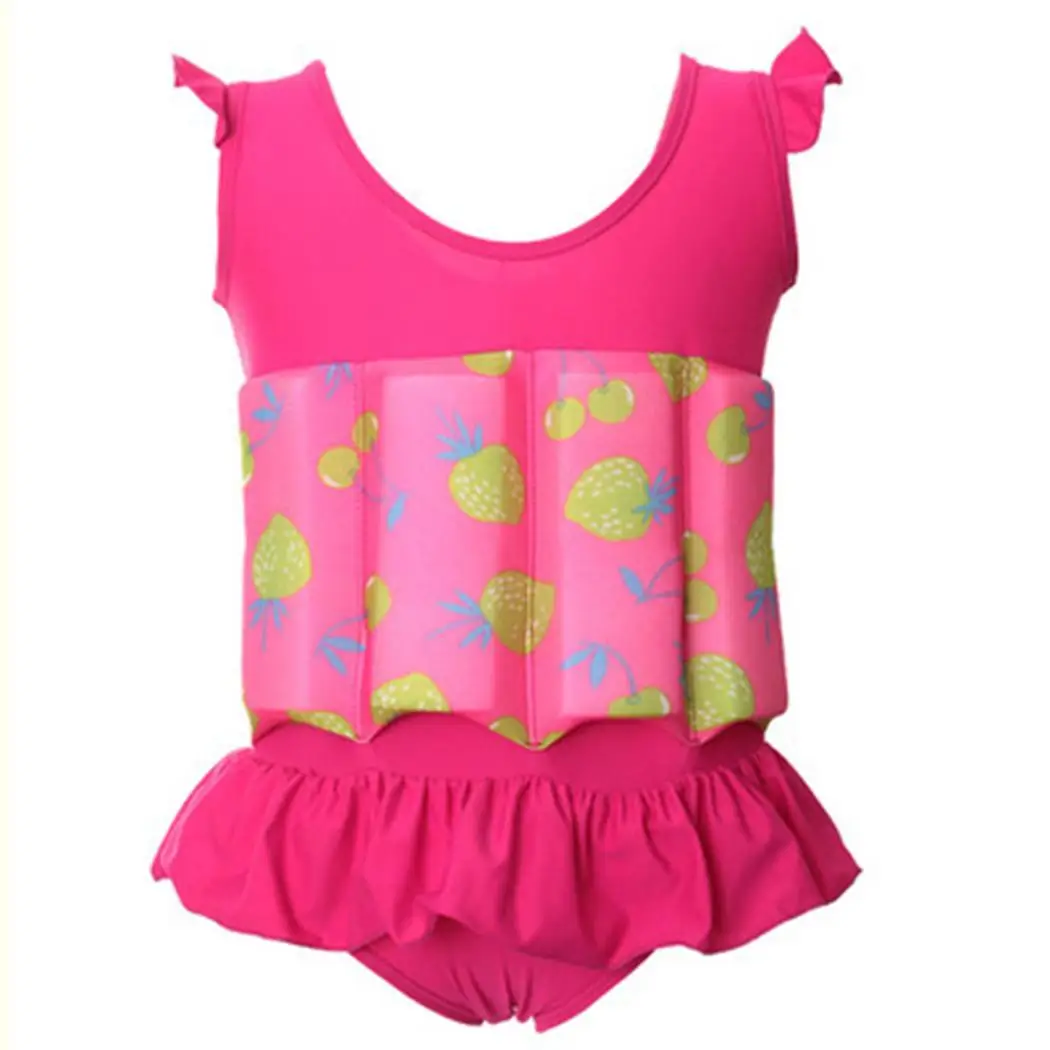 

Kids Girls Boys Round Neck Sleeveless Striped Swimming, Beach Fruit One Piece Print Floating Summer Swimsuit