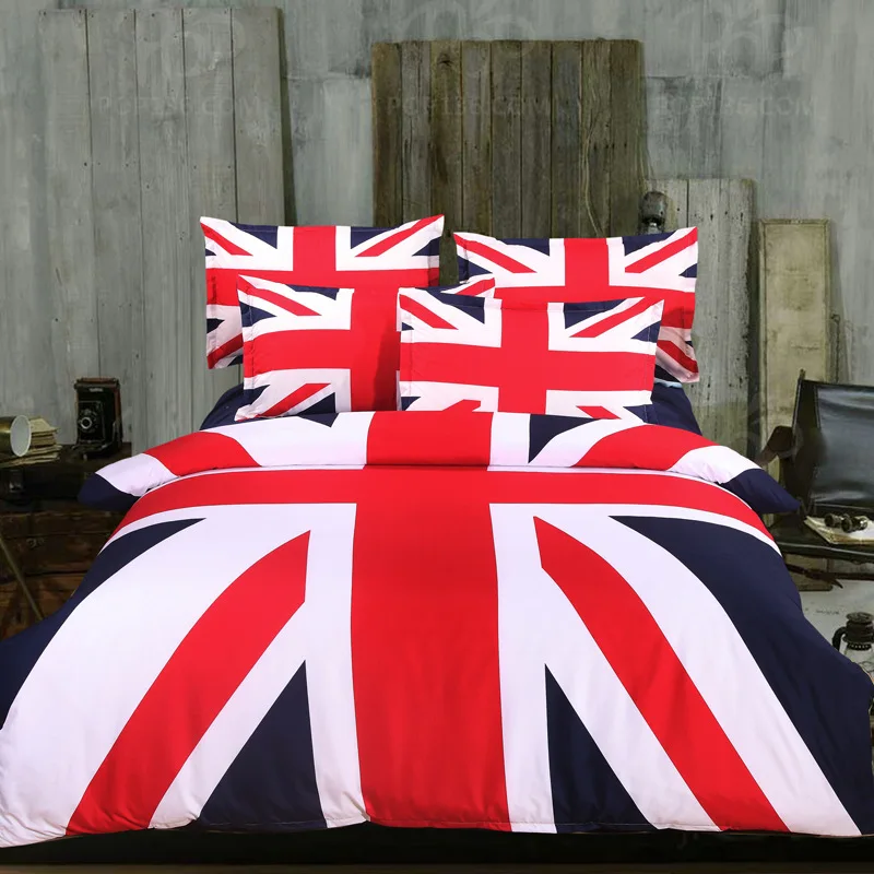 100Long staple cotton British style Union Flag bedding set adult king