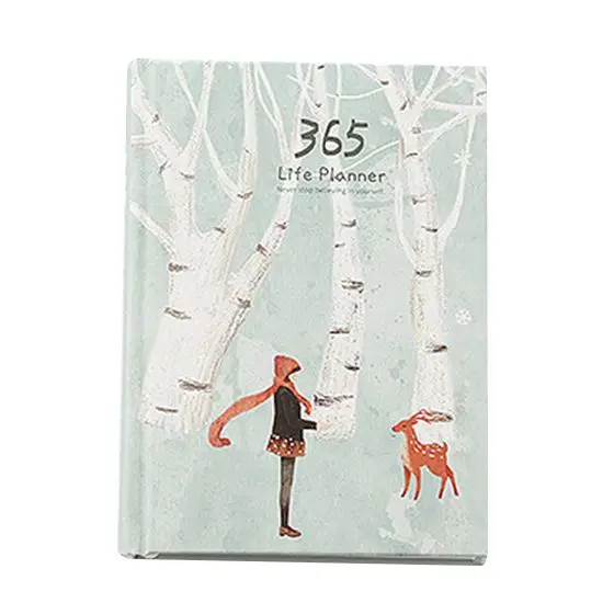 PPYY-креативный блокнот в твердом переплете с планировкой года 365 дней внутренняя страница ежемесячный ежедневник журнал органайзера, белый+ зеленый снег