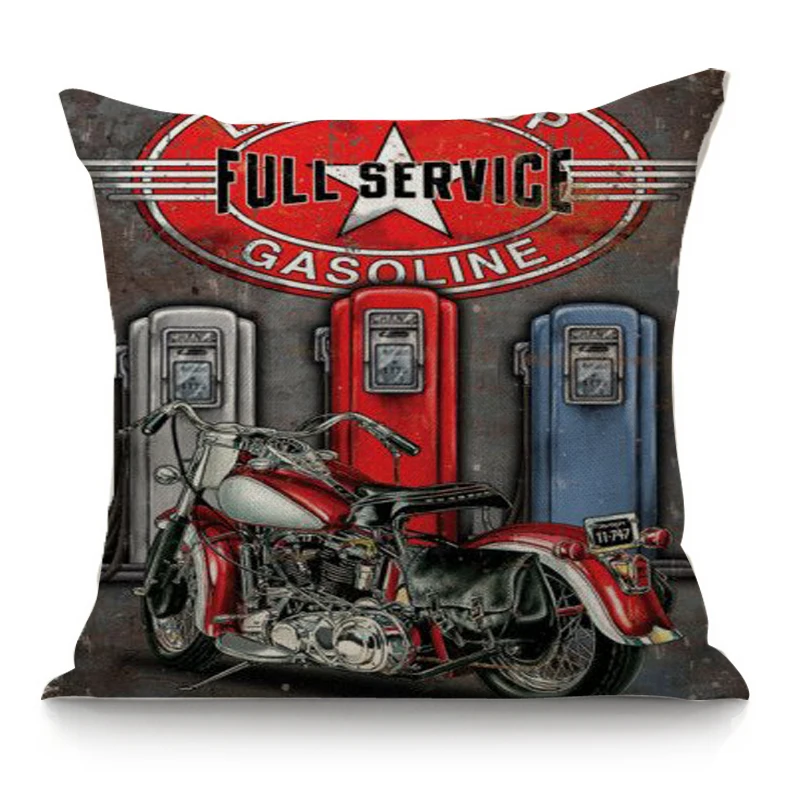 Винтажный Классический мотоциклетный постер, напечатанный Чехол для подушки, домашний декоративный диван, кофейное автомобильное кресло, наволочка Almofada Cojines