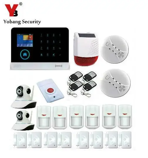 Yobang Security Android IOS WIFI GSM Home Security Alarm System With Solar Power Outdoor Strobe Siren HD Camera Smart Monitor