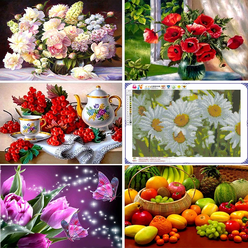 

DIY Diamond Embroidery Mosaic Gifts tulip,waterlily,poppy FULL Diamond Painting 5D Flowers&Vase,Fruits Cross Stitch Home Decor