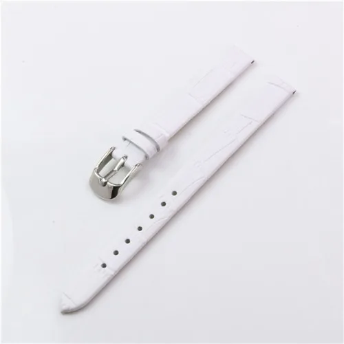 Way deng Новые Фирменные женские Ремешки для наручных часов из натуральной кожи с серебряной пряжкой Синий Коричневый Красный Белый ремешок 10 мм ремешок-Y163 - Цвет ремешка: White