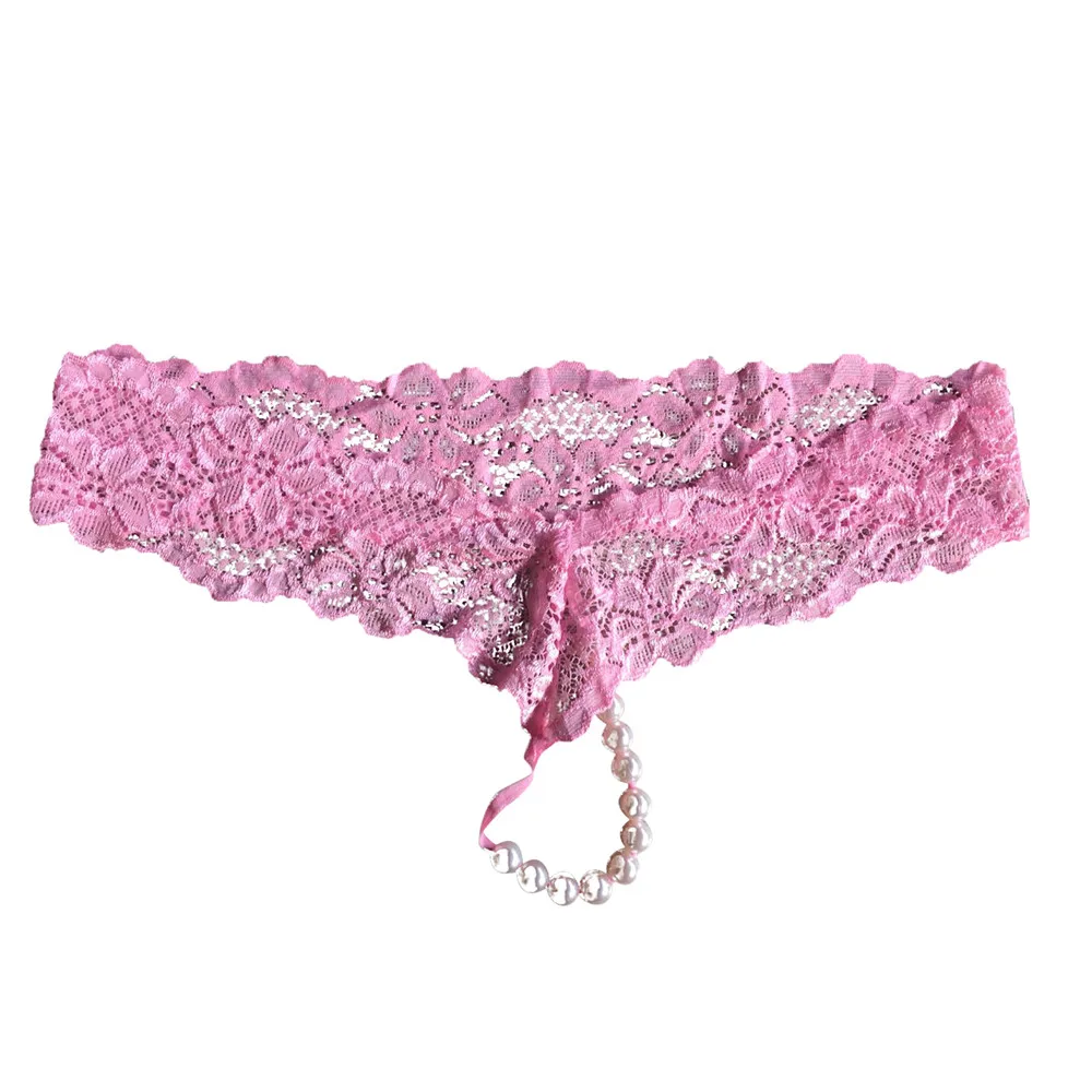 Горячая Распродажа, кружевные женские стринги и стринги, сексуальные трусики танга с жемчужинами, сексуальные трусики, женское эротическое белье, Bragas Sex P Culotte Femme, 18Oct - Color: Pink