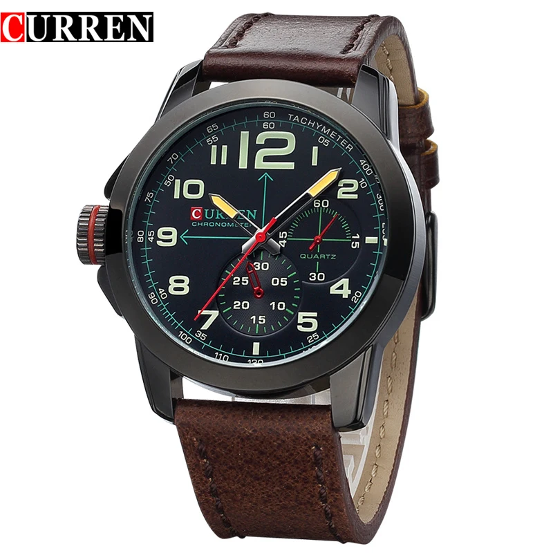 

Curren Watches Men Top Brand Luxury Cow Leather Strap Quartz-Watches Sport Men's Watches Waterproof Relogio Heren Hodinky 8182B