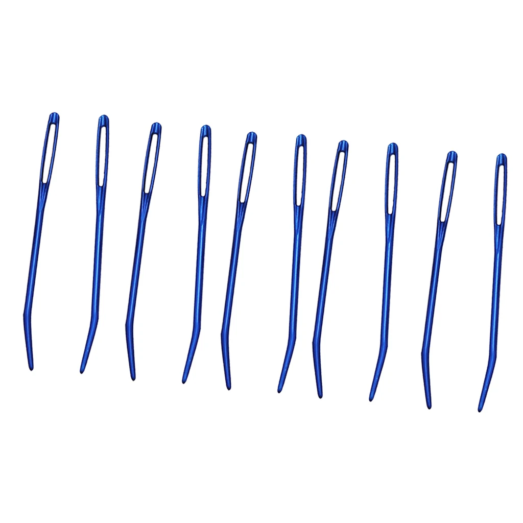 10 Pieces Aluminium Large-eye Bent Tip Tapestry Darning Needles Knitting Craft Tapestry Bent Needles Great For Crafts