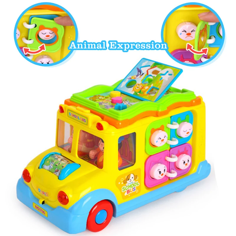 Детские игрушки Электрический школьный автобус Ранние развивающие игрушки Музыкальный автомобиль включая 8 игр автомобиль и звонки животных детские игрушки для детей подарок