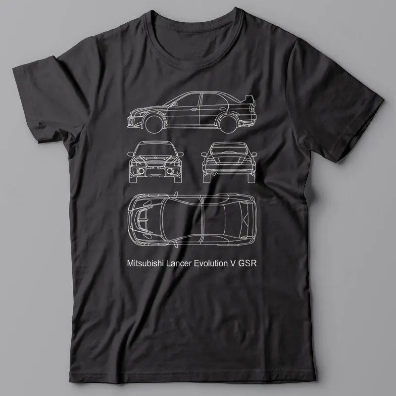 

Cool T-shirt blueprint - Mitsubishi Lancer Evolution, technical Tee shirt, JDM