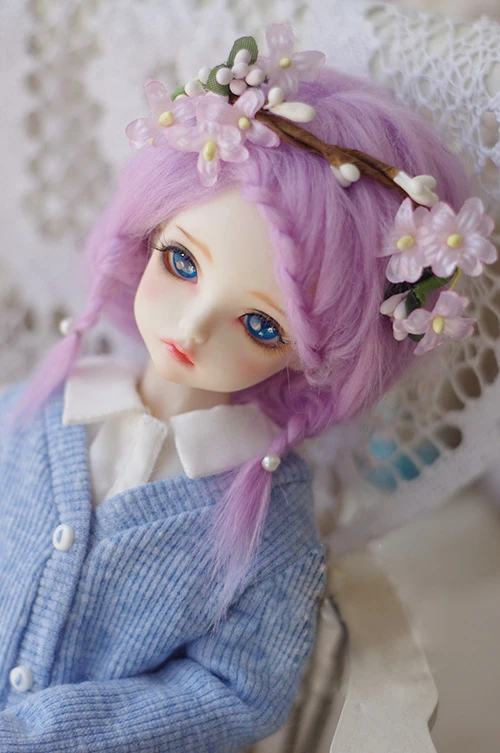 BJD кукла натуральный мех парик для 1/3 1/4 1/6 BJD DD SD MSD MDD YOSD кукла Фиолетовый Длинные прямые мех парики