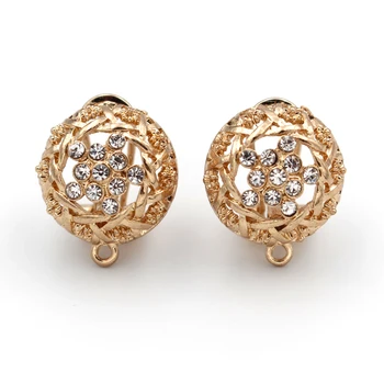 

Earrings Post with Loop Connector Filigree Round Paved CZ Base Findings DIY Metal Chile Arab Middle East Women Wedding Earrings