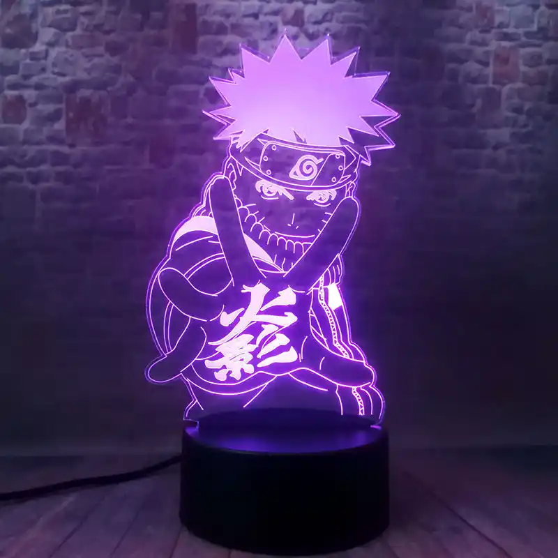 L/ámpara De Ilusi/ón 3D Luz De Noche Led Anime Naruto Uzumaki Equipo De Ni/ños 7 Kakashi Hatake Decoraci/ón De La Habitaci/ón Infantil Colorido Sasuke Uchiha