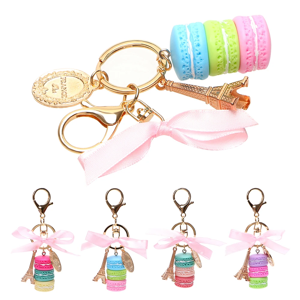 

Macaron Keychains Gifts for Girls Key Holder Lovely Car Key Rings Auto Accessories Keyring Car-styling Gold Metal Key Chain