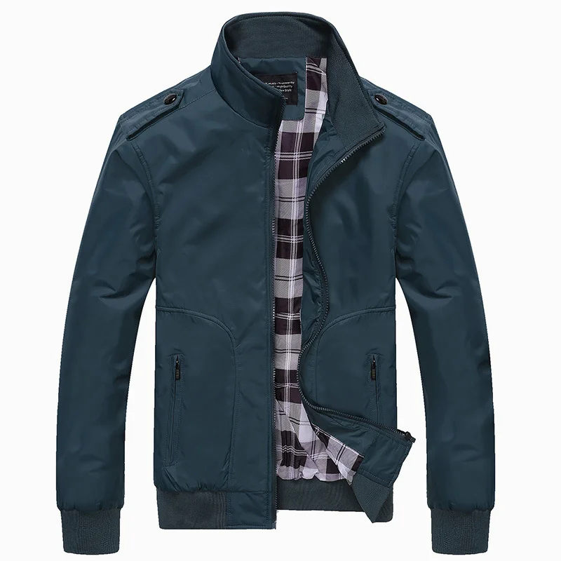 

OLOME Mens Jackets Spring Autumn Casual Coats Solid Color Mens Sportswear Stand Collar Slim Jackets Male Bomber Jackets 4XL