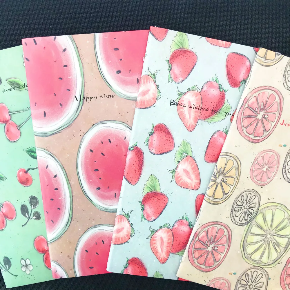 

1X Cute Kawaii Cherry Watermelon Strawberry Lemon Line Notebook Writing Diary Book Kids Gift School Office Supply