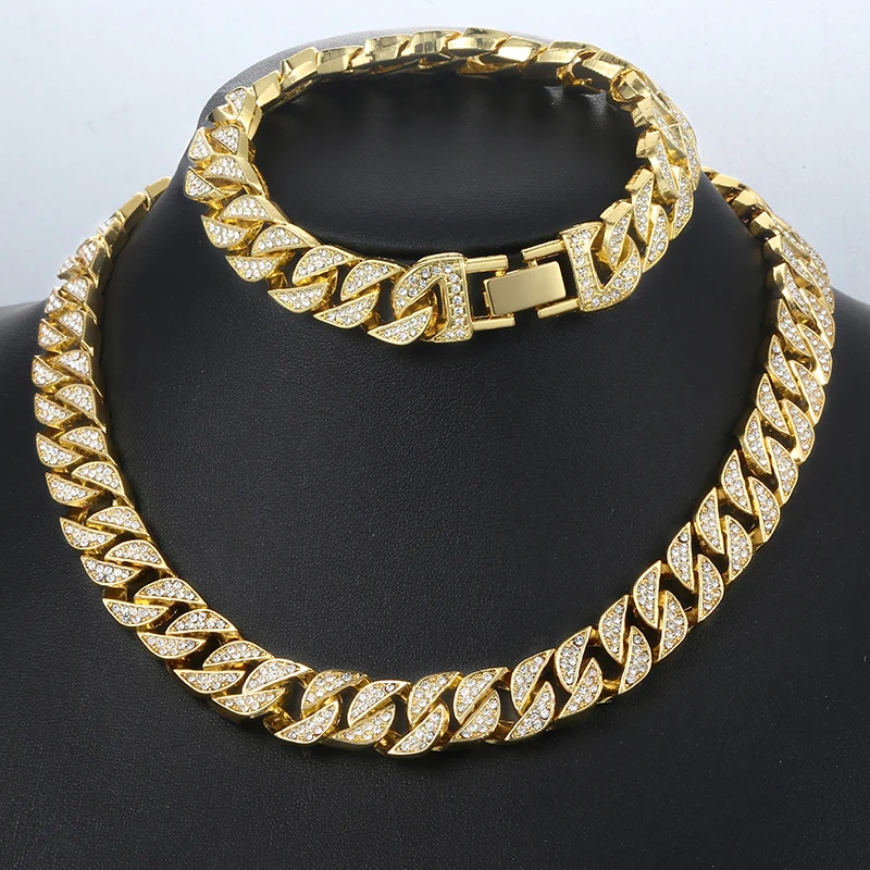 Хип хоп мужской комплект ювелирных изделий Iced Out CZ золото в Майями Снаряженная