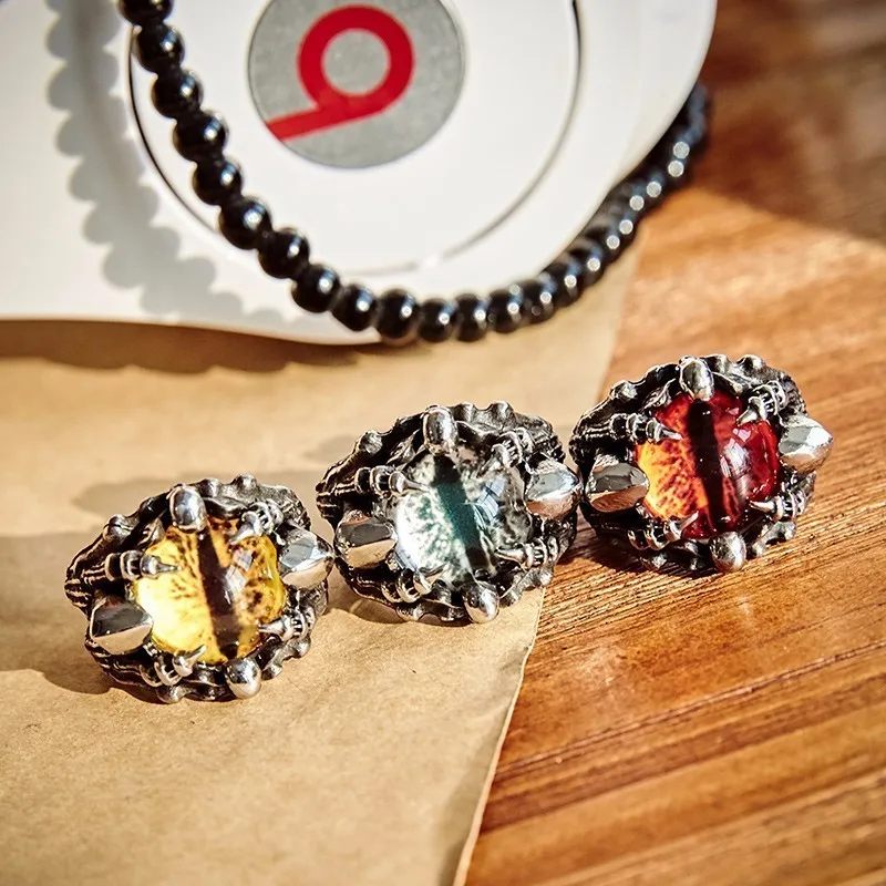 Punk Rock Claw with three Zircon stone evil eyeball CZ ring men anniversary Biker Skull jewelry finger ring jewelry accessories animal ring