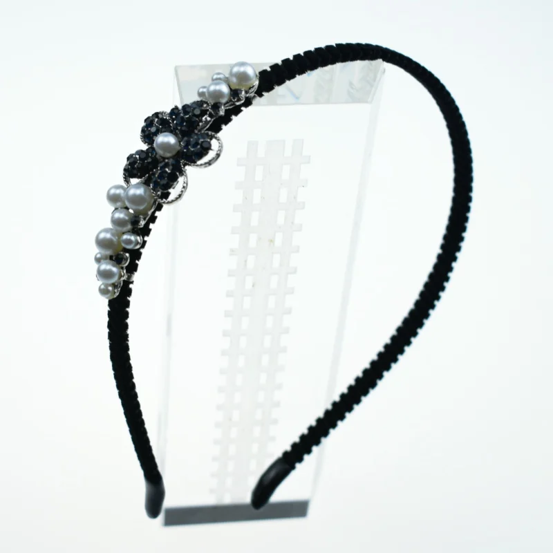 

Korean Big Pearl Retro Bow Flower Leaves Headband For Cute Girls Children Handmade Fashion Festival Hair Accessories
