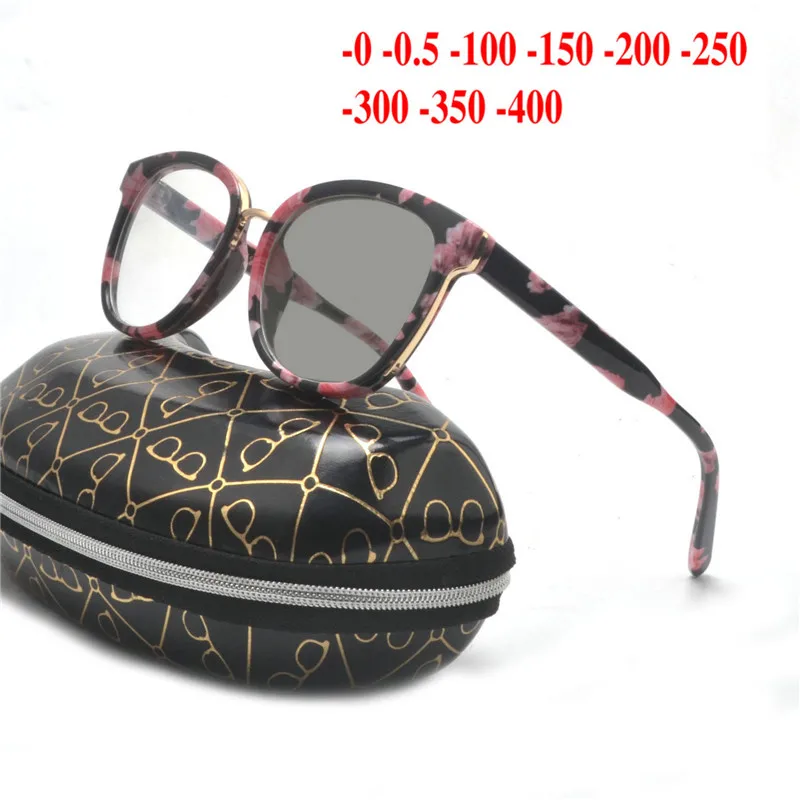

MINCL Myopia Sunglasses Photochromic Finished cat Women Myopia Eyeglasses Frame with color lens Sun glasses Myopia Eyewear NX