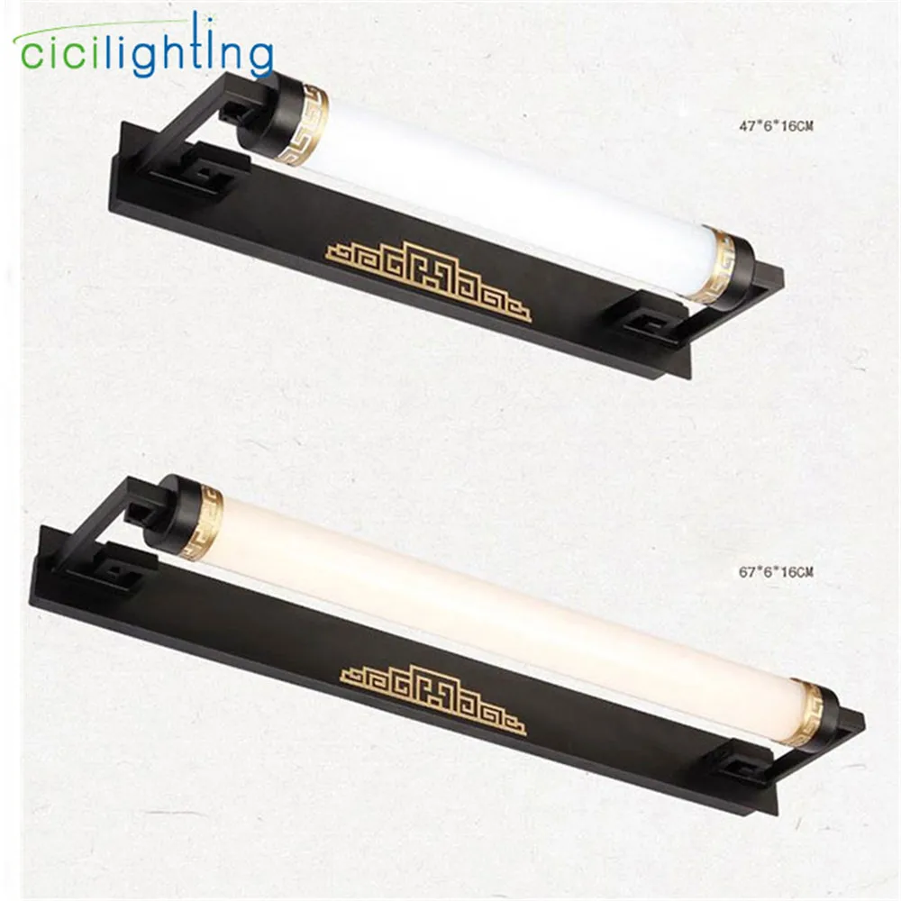 L47cm 67 سنتيمتر 87 سنتيمتر الصينية نمط led مرآة الجبهة مصابيح مرآة حمام ضوء الغرور ضوء البرونزية أسود اللون LED تركيبة إضاءة