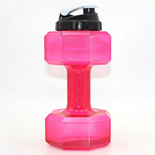 2.2L большая емкость водная гантель бутылка для спортзала фитнес спорта на открытом воздухе герметичные бутылки для воды в форме гантелей BPA бесплатно - Цвет: Розовый