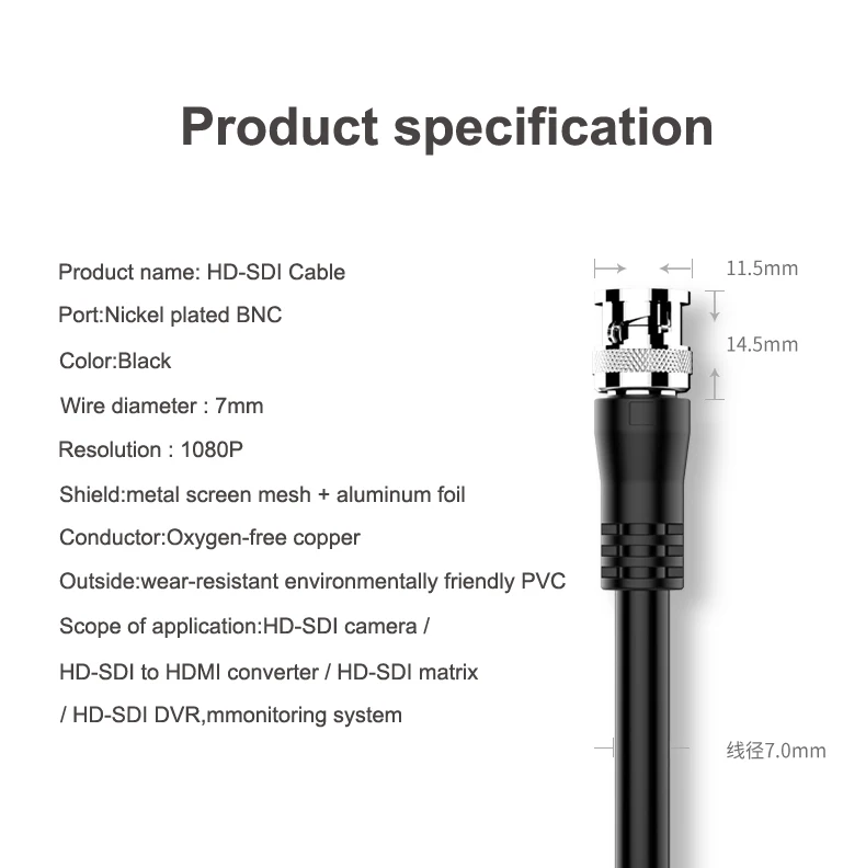 75-5 HD-SDI SDI BNC para BNC Macho