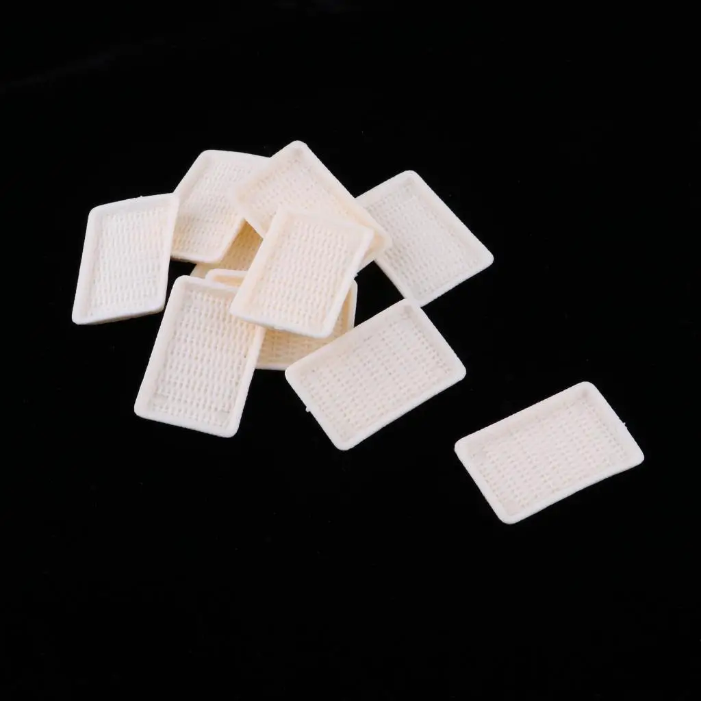 10 Pieces 1/6 Foods Fruit Plate Tea Tray Dollhouse Tableware Any Rooms Table Accessories Kitchen Dish Decor White Color 