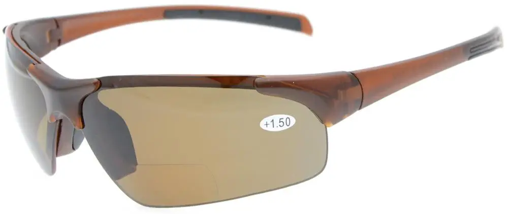 TH6186PGSG Eyekepper TR90 небьющиеся спортивные поликарбонатные поляризационные бифокальные Солнцезащитные очки без оправы - Цвет оправы: Brown Frame