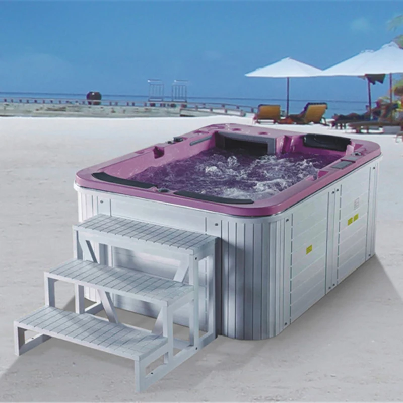 

outdoor 3 person air jetted whirlpool hot tub spa with ladder