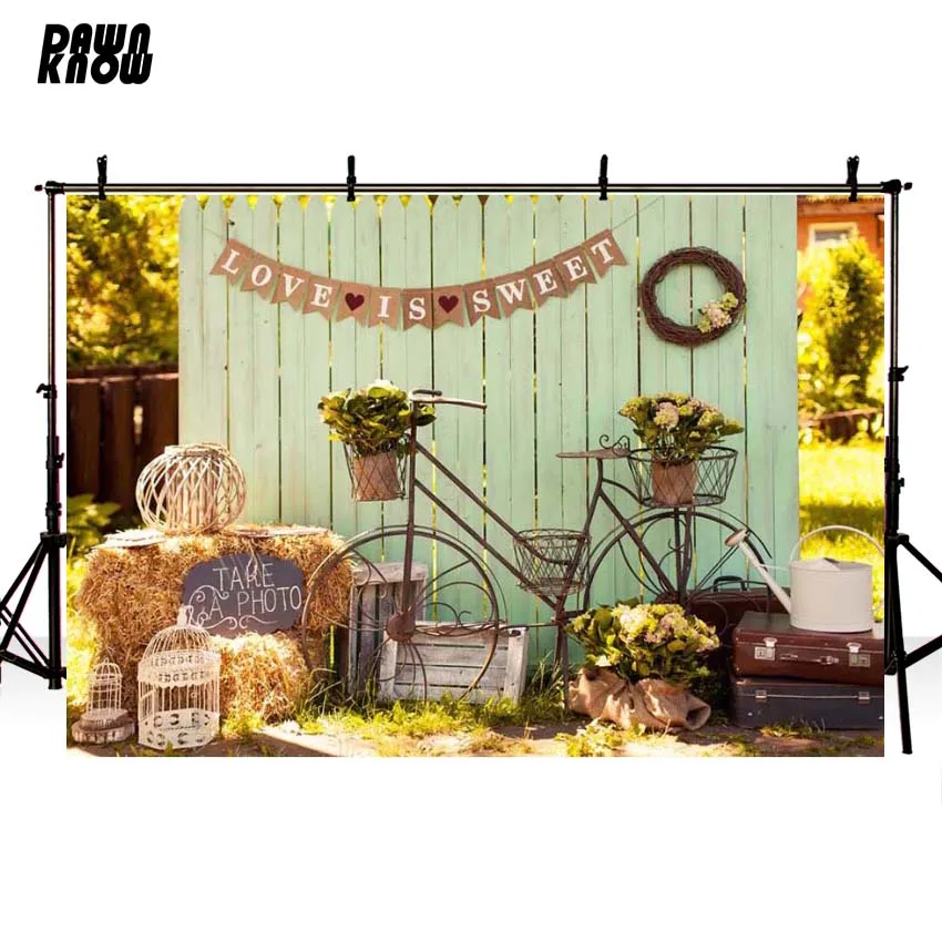 

DAWNKNOW Love Wall Vinyl Photography Background For Family Outside Polyester Backdrops For Wedding Day Photo Studio G220
