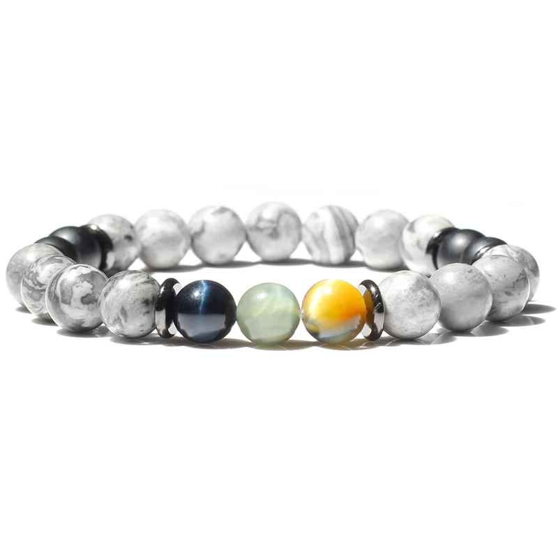 Натуральные браслеты из камней, очаровательные женские бусы, мужские белые браслеты, браслет с цепочкой, модные ювелирные изделия - Окраска металла: FD0560