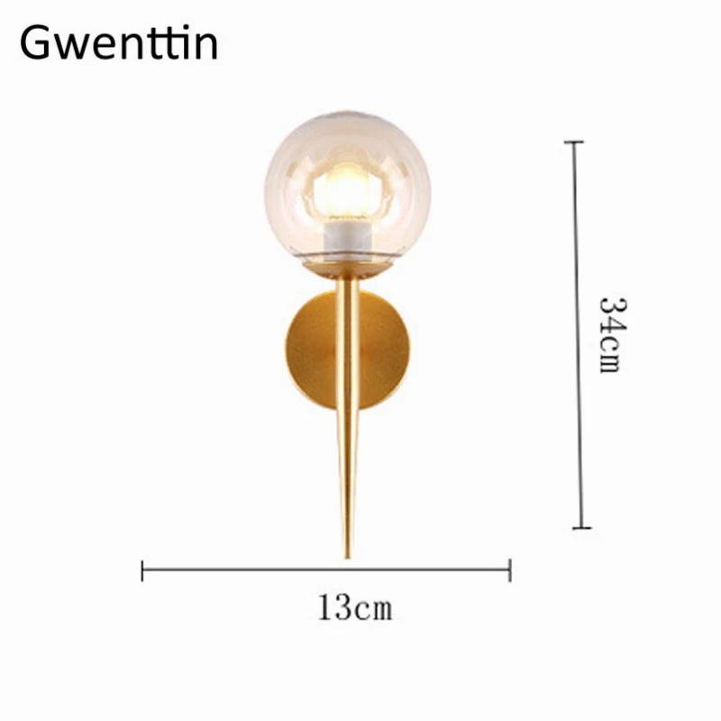 Современная, в виде стекляного шара настенная лампа бра скандинавский светодиодный настенный светильник домашний промышленный Декор Гостиная Спальня кухонный светильник