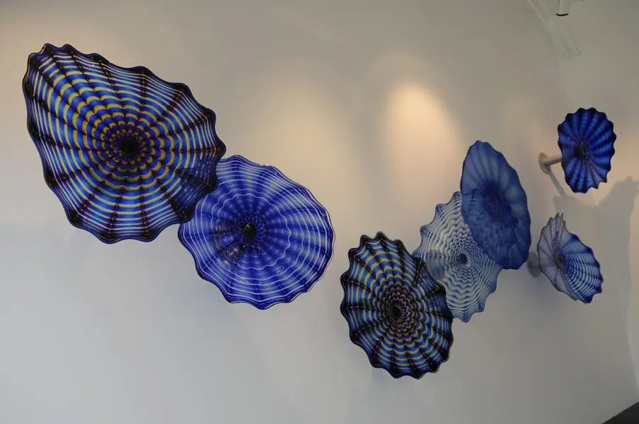 

Blue Hallway Luxury Elegant Hotel Decoration Murano Glass Plates, Art Decor Plate