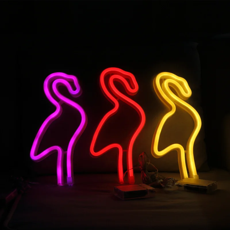 

hohappyme Neon Signs Flamingo Wall Light For Bar Pub Coffee Shop Room Decorative Plaques Lamp Home Decor 15x28.5CM