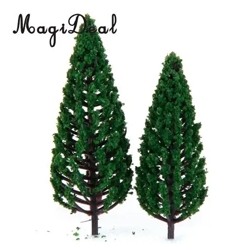 MagiDeal 22Pcs/Set 3-16cm Green Model Trees Train Railway Railroad Architecture War Game Scenery Scene Layout Landscape