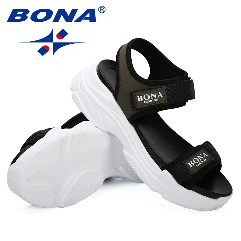 BONA sandalias para mujer cómodas y transpirables, zapatos de verano,  calzado de plataforma, color negro, 2019|Sandalias de mujer| - AliExpress