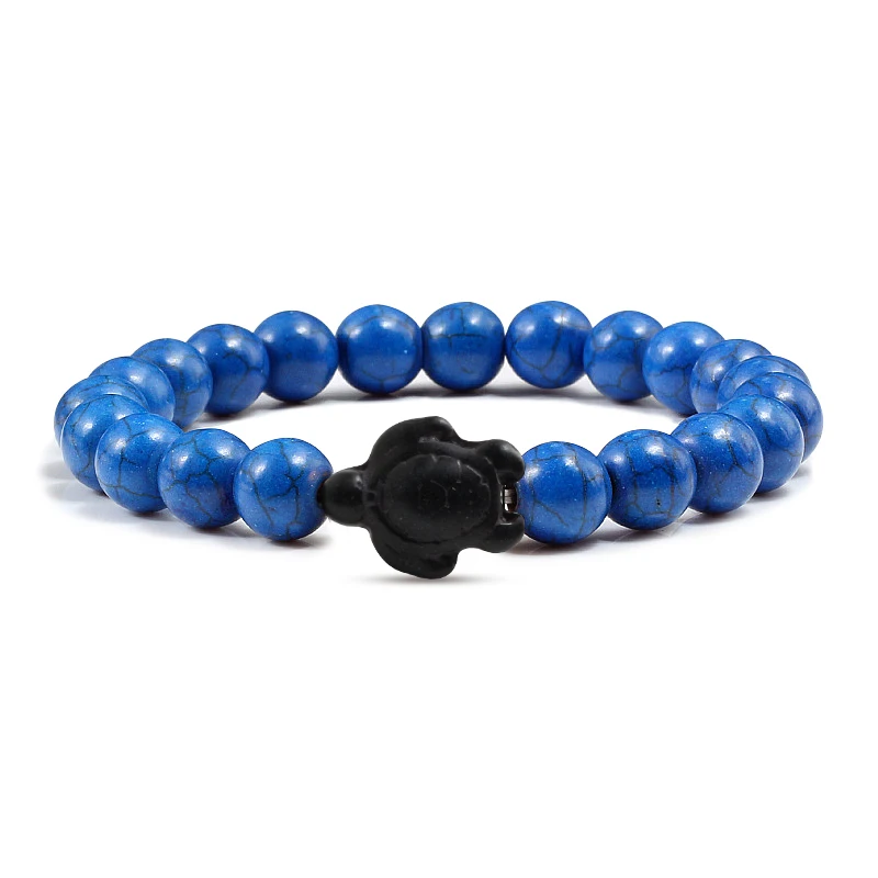 New Fashion Distance Turtle Bangle Bracelet For Women Men Charm Jewelry Black Lava Stone Health Elasticity Bracelets Couple Gift