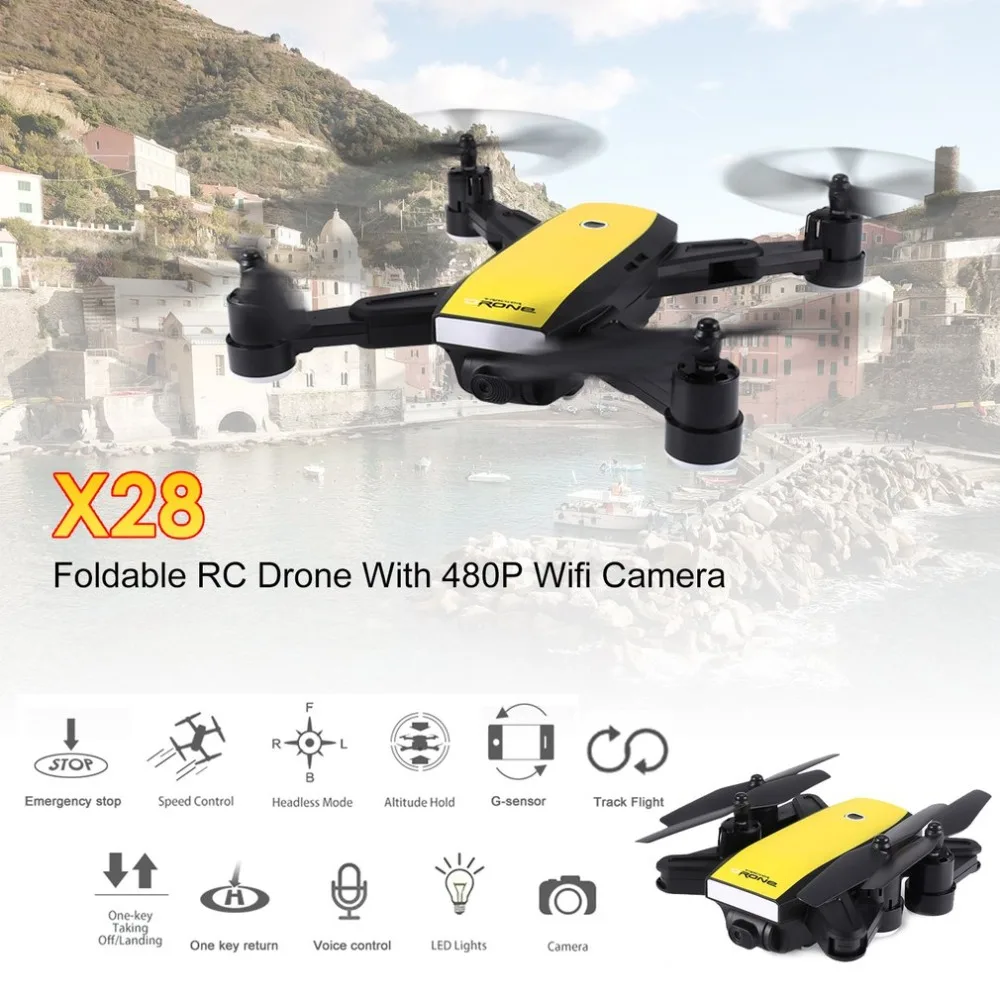 

X28 Foldable Drone with 0.3MP Camera 2.4G FPV Smart RC Quadcopter Adjustable Wifi Camera Real-time Altitude Hold Headless Mode