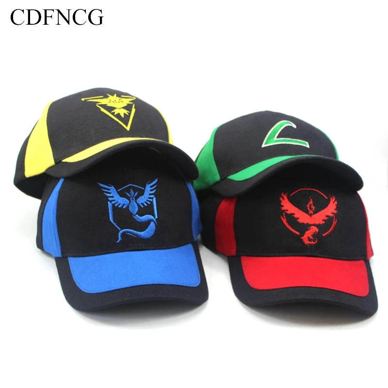 CDF 2019 Spring Summer Snapback Pop Embroidery Pokemon Go Baseball Cap Cotton Streetwear Hip Hop Sun Dad Hat for Men Women | Аксессуары